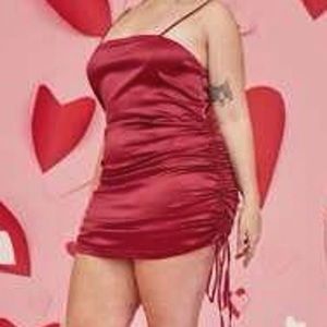 SHEIN Plus-size Satin Drawstring Dress